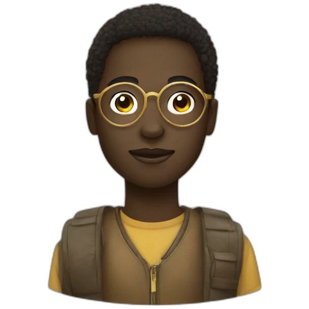 African young man in round gold glasses emoji