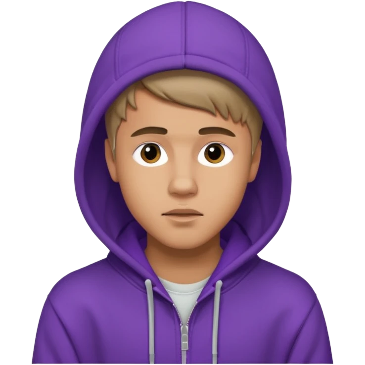 justin bieber, wear purple hoodie emoji