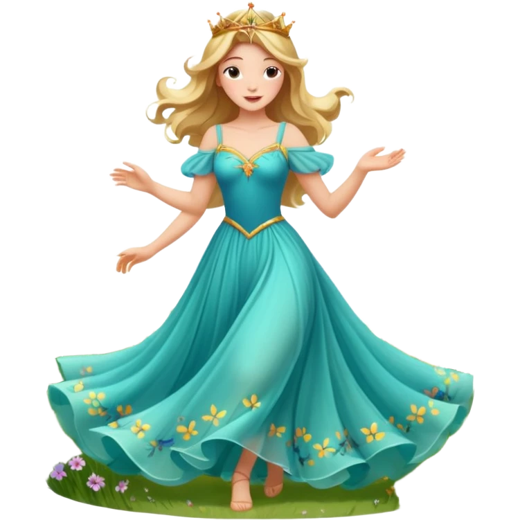 Mi princesa bailando vale entre las praderas más allá avanzando están las mariposas y el colibrí Más allá donde Cantan y danzan emoji