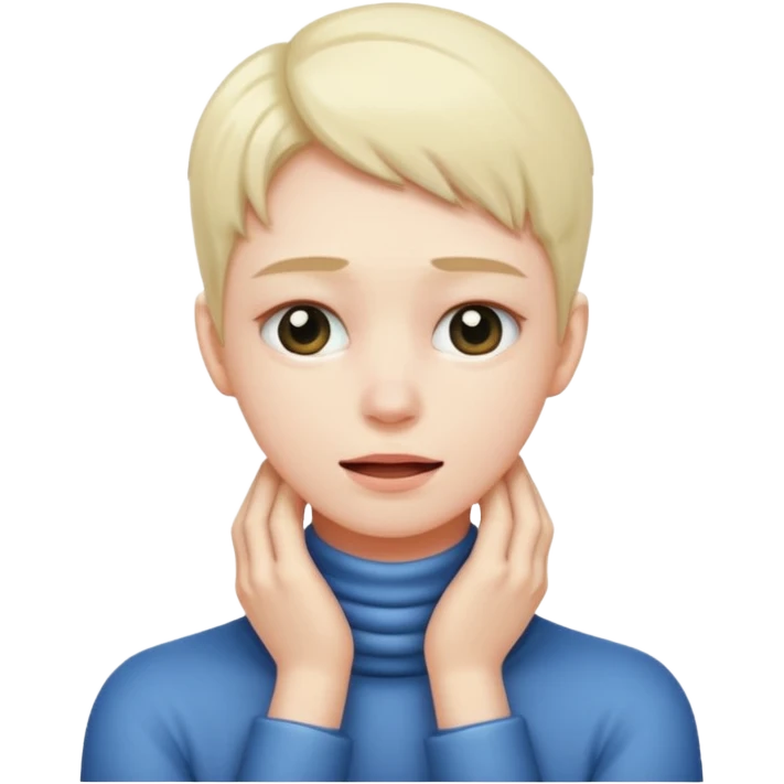 An emoji with hands on their neck and squeezing emoji