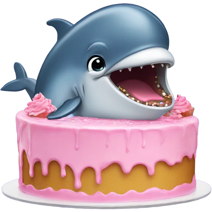 crying dolphin eating cake emoji