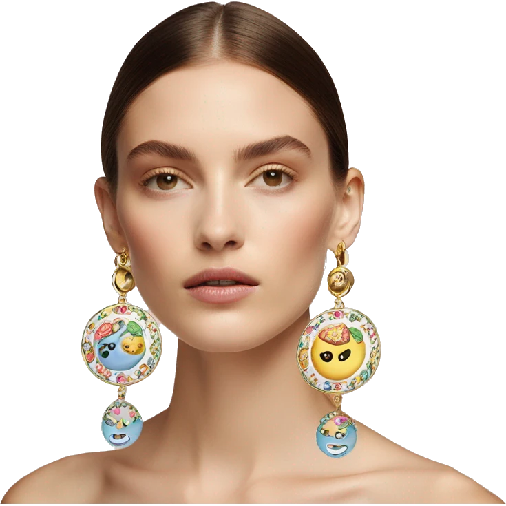 Dolce and Gabbana earrings with colourful pastel ornament print and golden detais  emoji