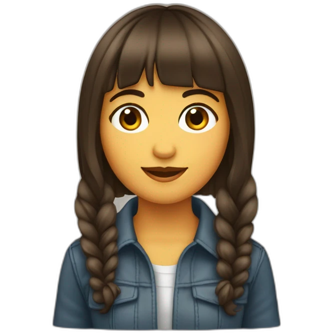 Fille brune avec une frange rideau emoji