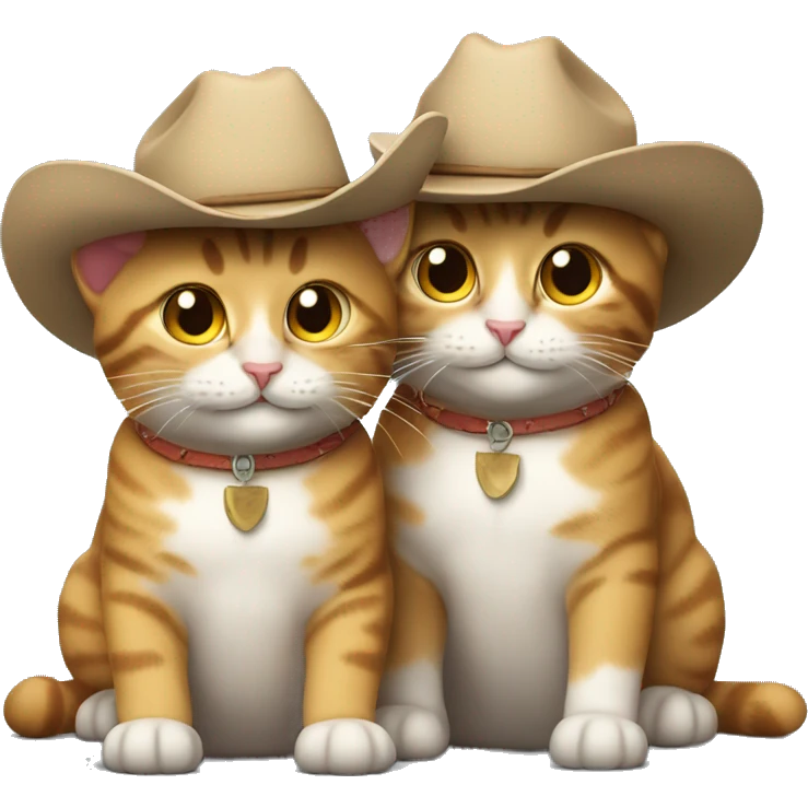 two happy cats wearing cowboy hats emoji
