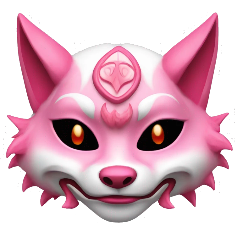 Pink feminine oni kitsune japanese mask emoji