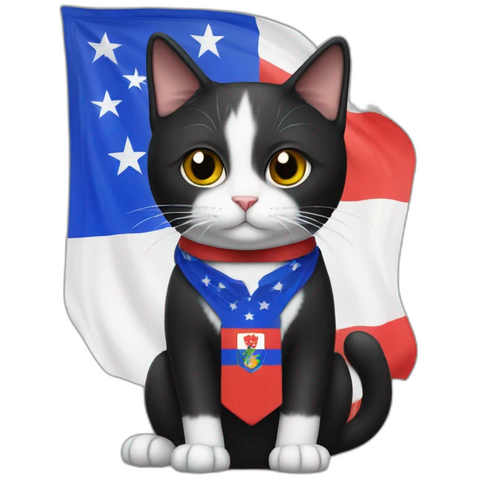 Tuxedo cat with Serb flag emoji