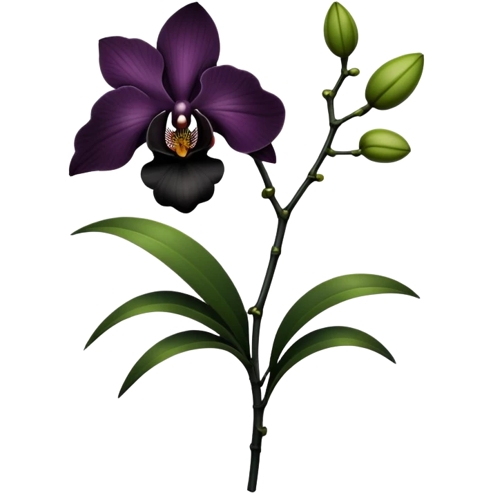 Dark green Flower stem with a black orchid emoji