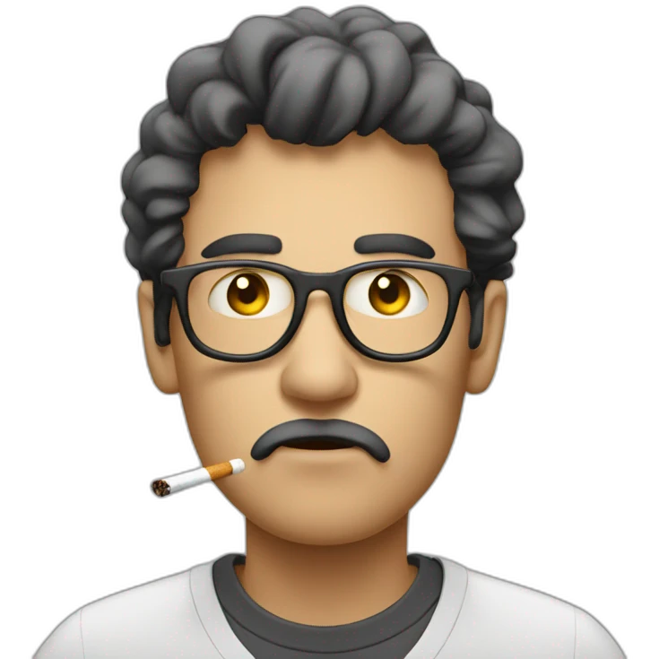 Miserable software engineer chain smoking emoji