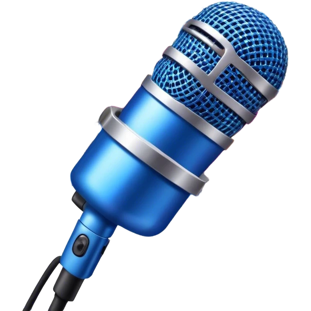 Create a vibrant and dramatic emoji that represents pop stage performance, focusing on the equipment and stage atmosphere. The design should feature a close-up of a professional stage microphone, shining brightly with sparkling details. In the background, show a part of the stage with dramatic stage lighting, illuminated with colorful spotlights and a festive firework-like salute or confetti to convey the energetic atmosphere of a live performance. Use neon colors like electric blue, pink, and silver to highlight the glamour and excitement of the stage. The background should be transparent. emoji