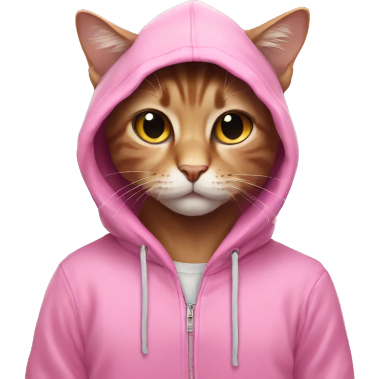 aesthetic cat wearing a pink hoodie emoji