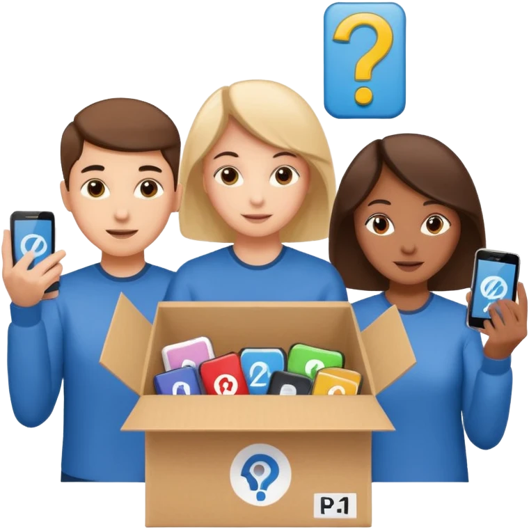 Students handing over their phones to a box  A box with a “Handy here” sign  “Recharge” symbol for the brain/education emoji