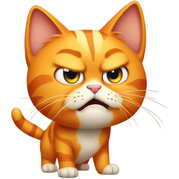 Angry orange cat pointing down to the ground emoji