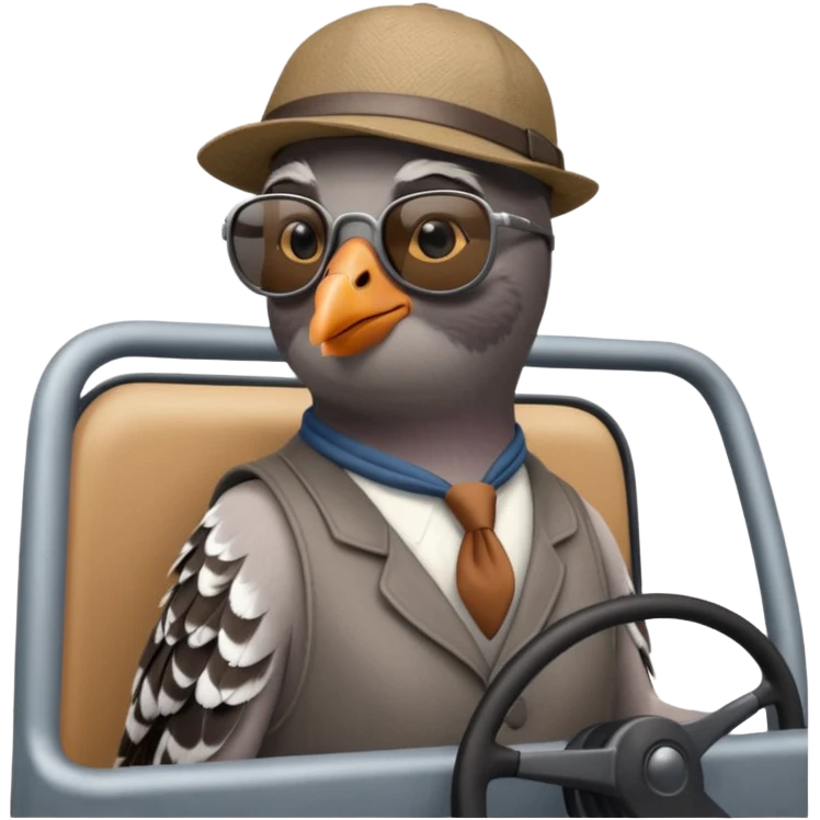 Pigeon is driving a lorry emoji