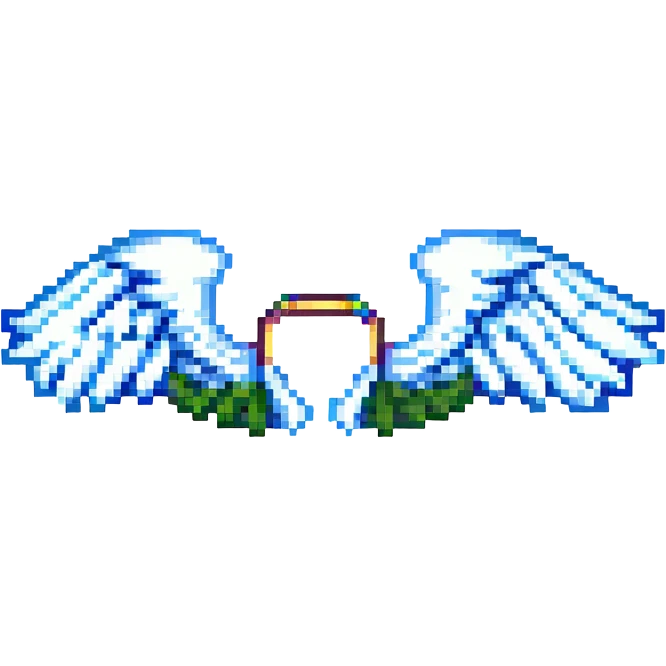 pixel art style angel wings, simple and iconic emoji