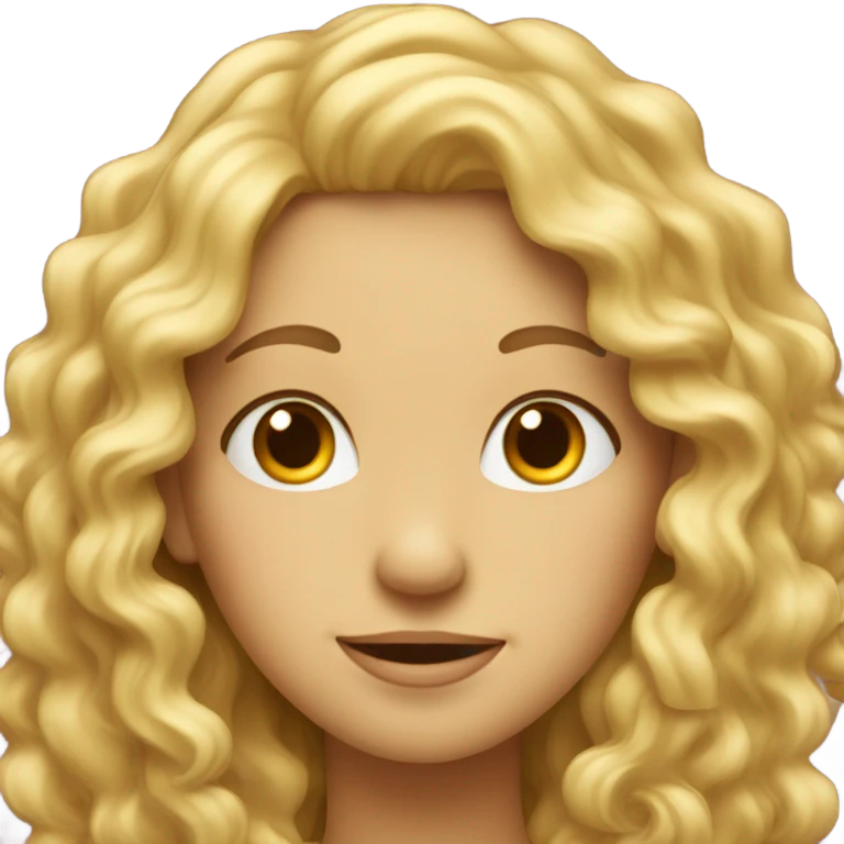 My face long blonde curly hair winking emoji