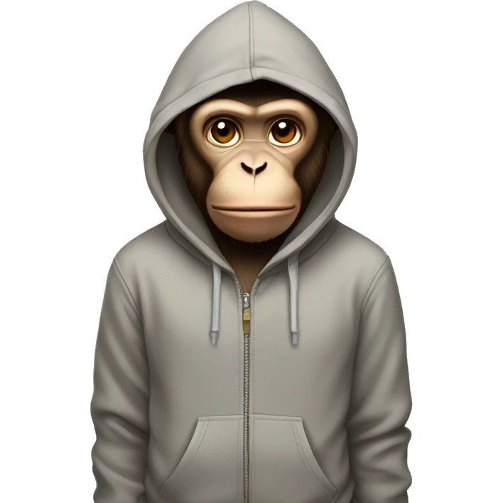 Monkey with a hoodie standing bored  emoji