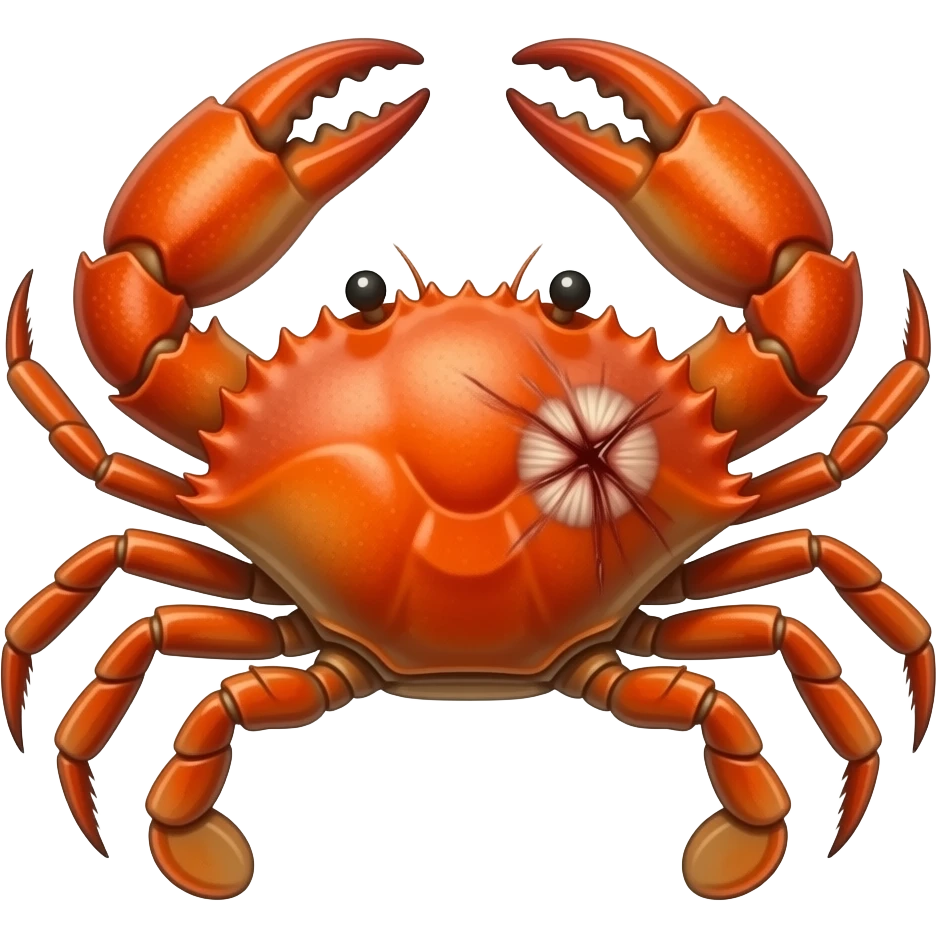 A crab with ailing on his back emoji