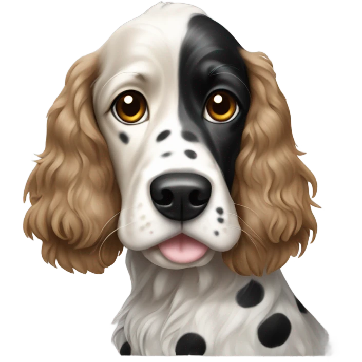 Black and white spotted cocker spaniel emoji