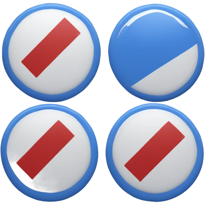 a circle with a blue top, white middle and blue bottom with a diagonal red stripe from right to left emoji
