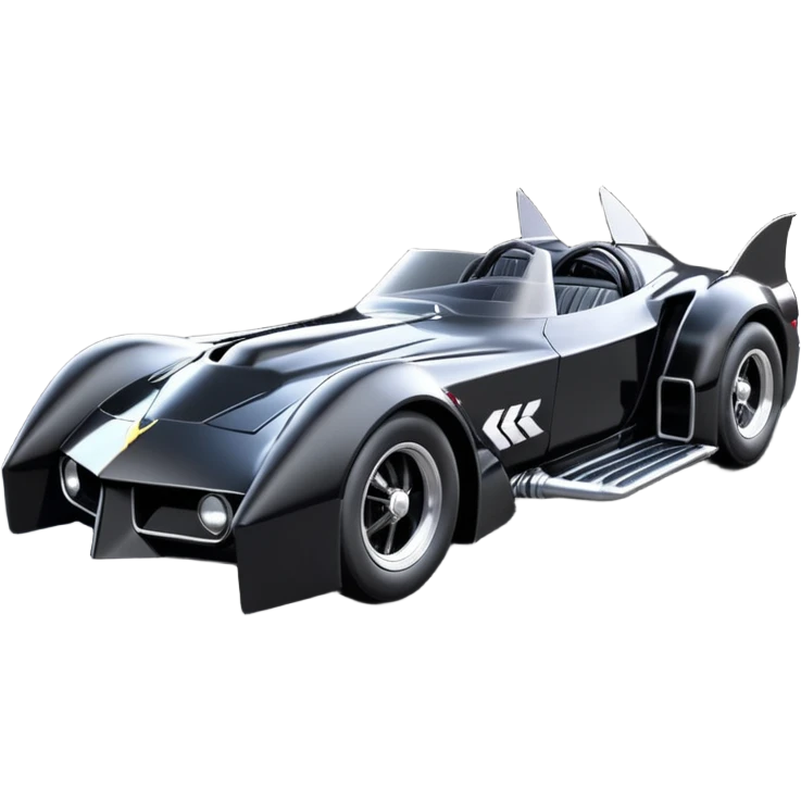  aerodynamic dark rc futuristic concept Catwoman Batgirlmobile loosely based on 1977 Mustang roadster racing (flat long straight faceted mechanical body) winged stealthy street hot rod  emoji