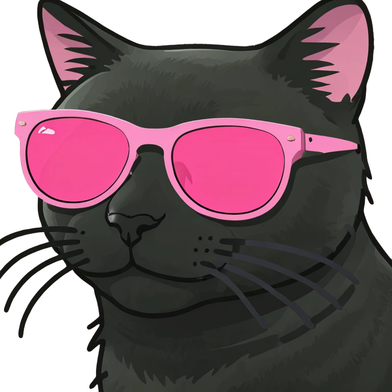 Black cat with pink sunglasses  emoji