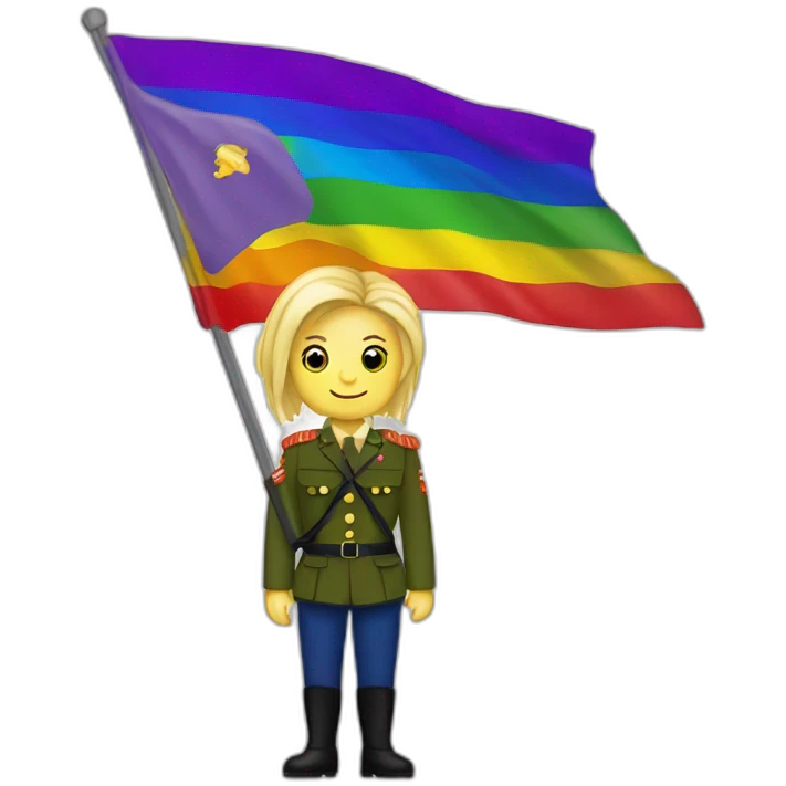 marine lepen avec un drapeau lgbt emoji