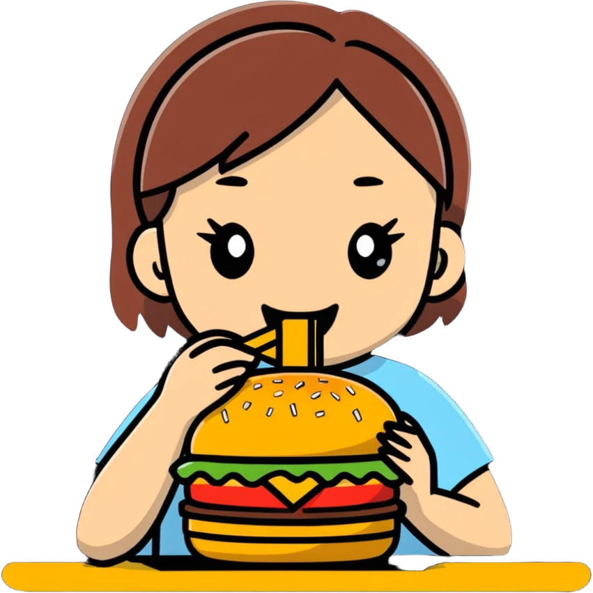 Girl eating burger emoji
