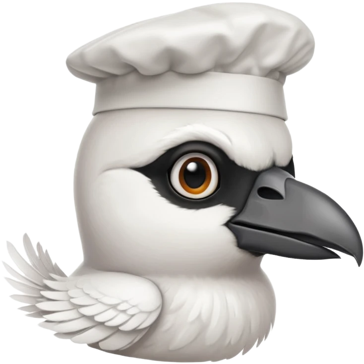a white crow with a chef hat emoji