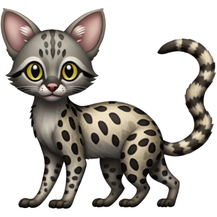 Margay-Lykoi-Genet-fusion-hybrid-animal-creature, full body emoji
