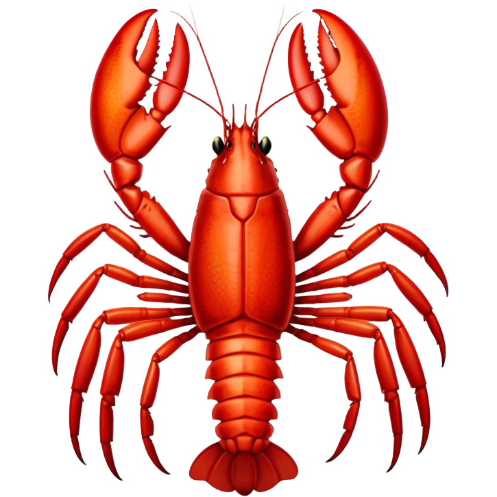 Cinematic bright red rock lobster, detailed hard shell, claws slightly open, freshly cooked, warm glowing tones, rich and indulgent. emoji