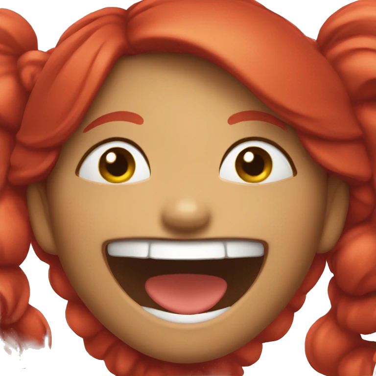 Red girl laughing emoji