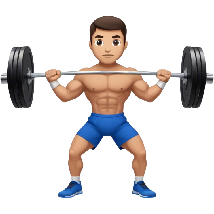 brunette buff man with blue shorts deadlift emoji