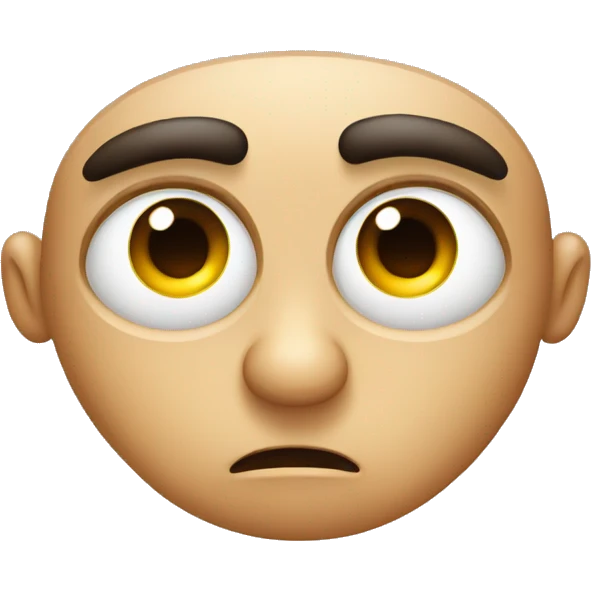 Emoji with big eyes. Eyebrows like a house. Eyebrows raised and forming folds on the forehead emoji
