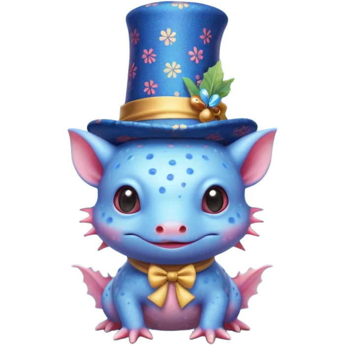 blue axolotl with magician hat emoji
