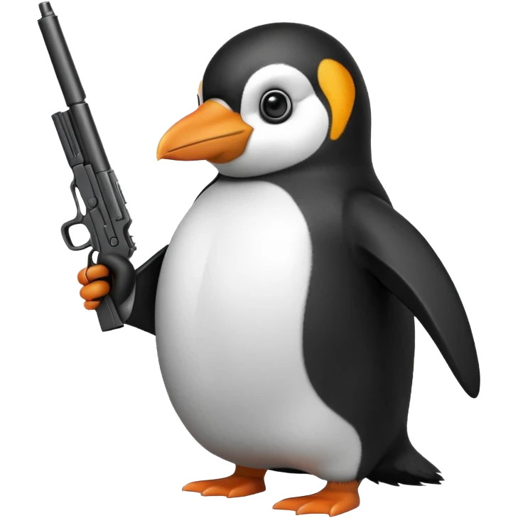 Penguin with a gun emoji