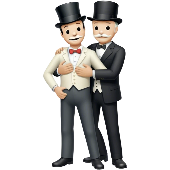 monopoly man hugs worker full height emoji