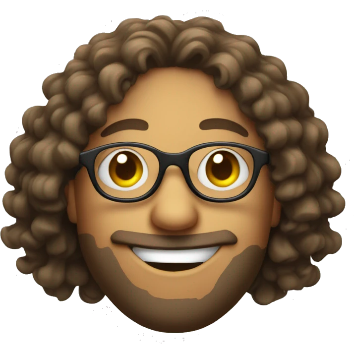 Round specs smiling with curly long hair emoji