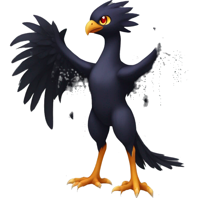 Fantasy legendary godly dark bird shadow-type-Phoenix Fakemon full body emoji