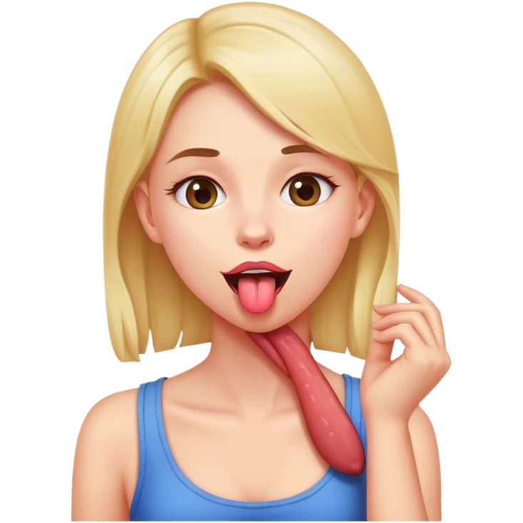 Girl with tongue out holding neck emoji