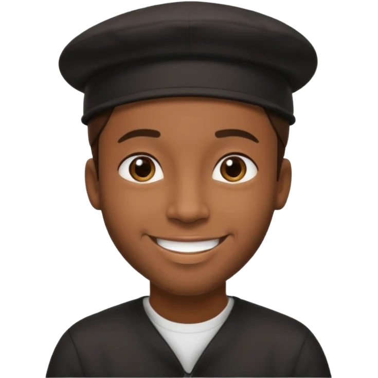 black guy wearing black backwards hat emoji