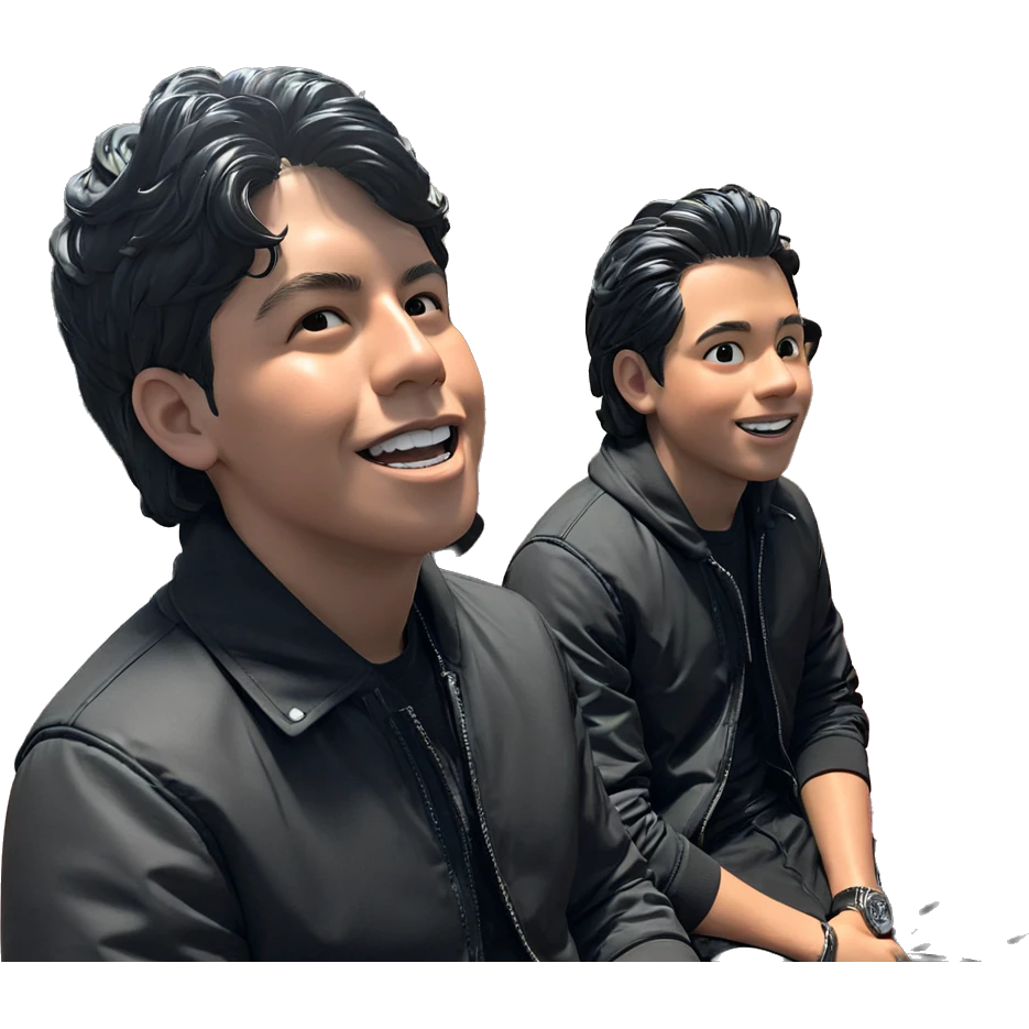 boys in black jackets indoors emoji