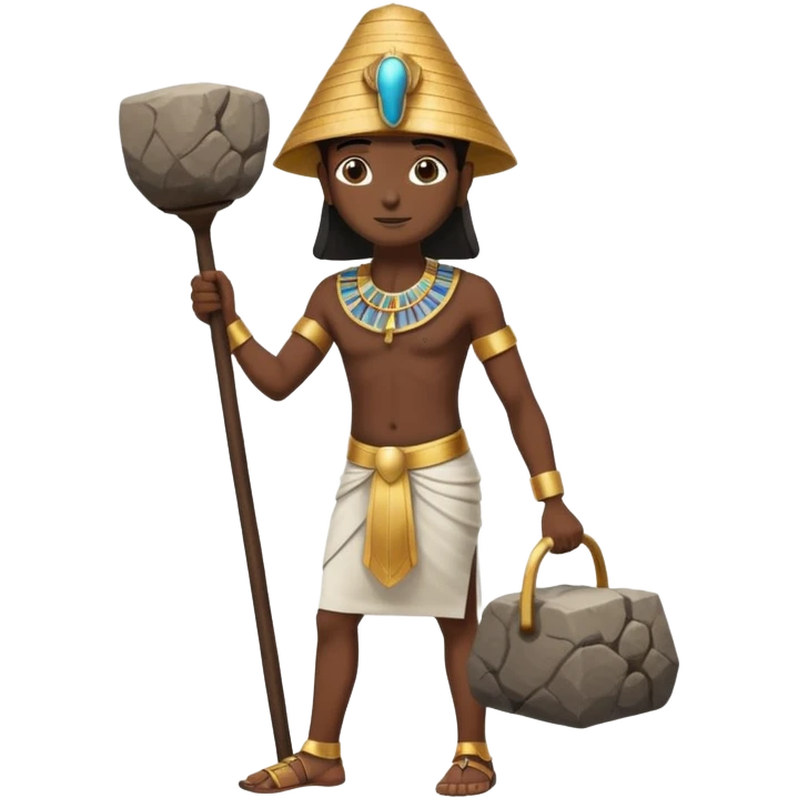 fullbody ancient Egyptian worker carrying a rock block, no fancy hat emoji
