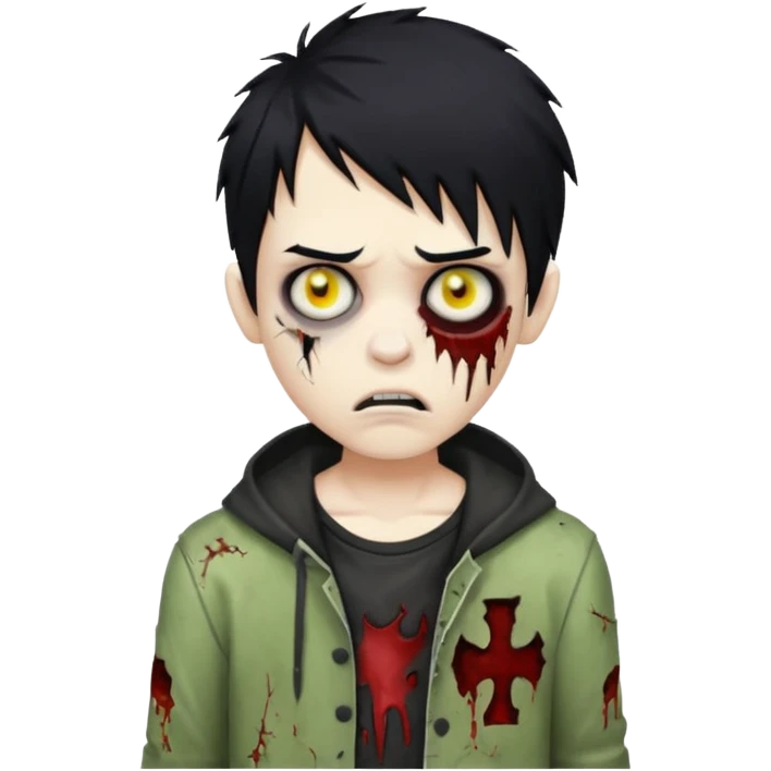 boy zombie with black hair emo emoji