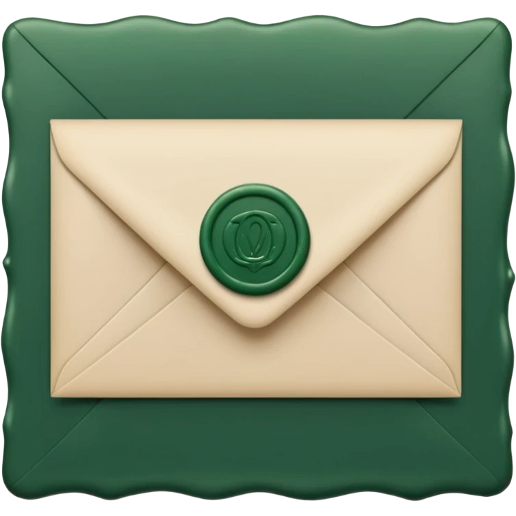 light beige envelope with dark green seal, modern style emoji