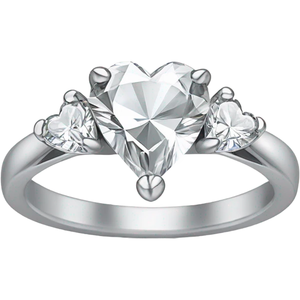 Heart shaped diamond with tear drop diamonds on the side in white gold ring emoji