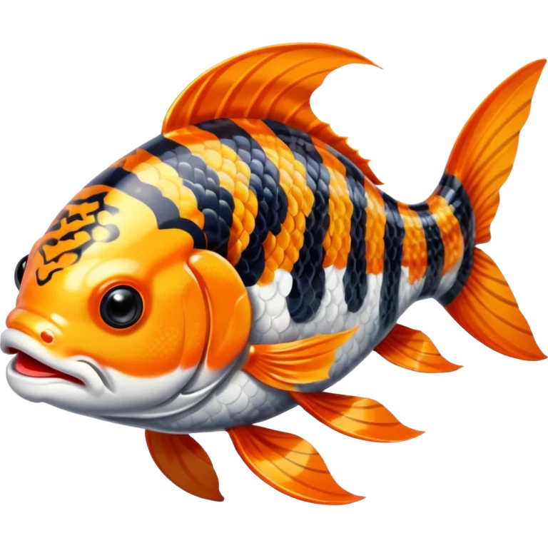 Pretty Asian ornate painted Japanese aesthetic beautiful shiny pretty glossy smooth Koi-Fish with tiger stripes on it emoji
