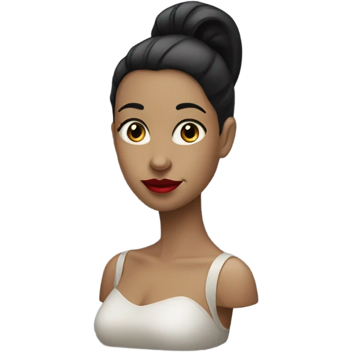 Black pony tail big nose red lips looking to the left  emoji