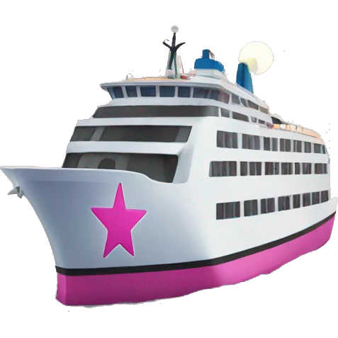 A pink star where a Ferry is sitting on top  emoji