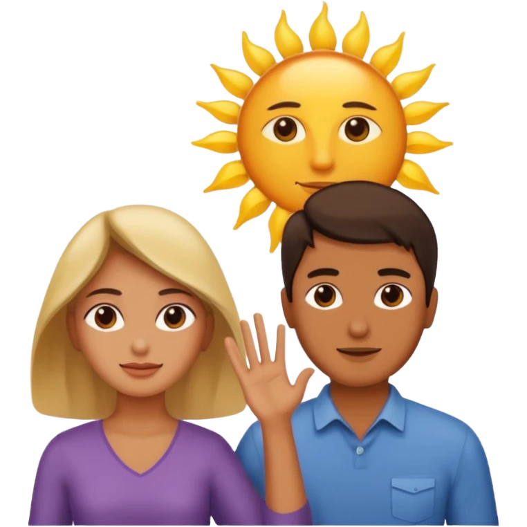woman shielding the sun from a man emoji