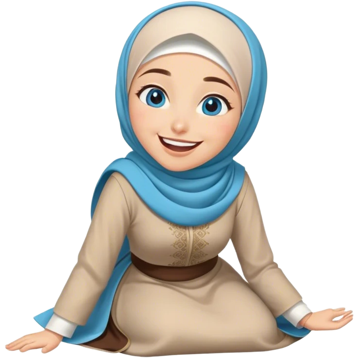 Turkish beautiful finish Konya girl blue eyes with hijab and islamic dress she’s Rolling on the Floor Laughing  emoji